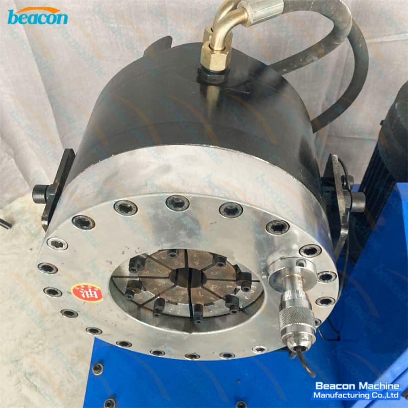 multi wire braided rubber conduit crimper work area