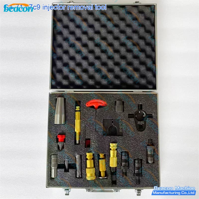 Complete set of specialized Caterpillar CAT C7 C9 fuel injector maintenance components and adaptors
