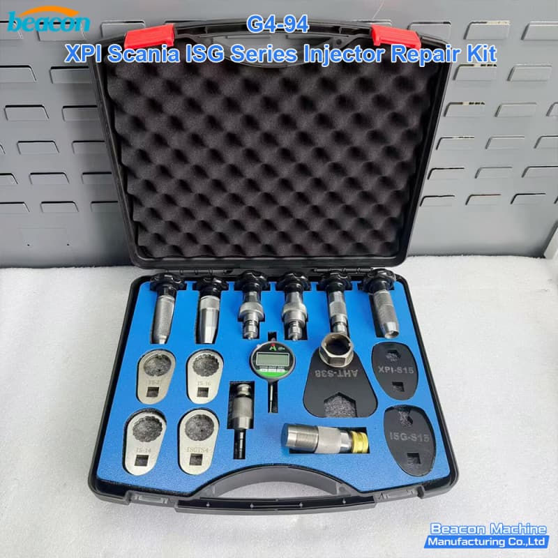 Professional Scania XPI injector maintenance toolset featuring high-impact protective storage.