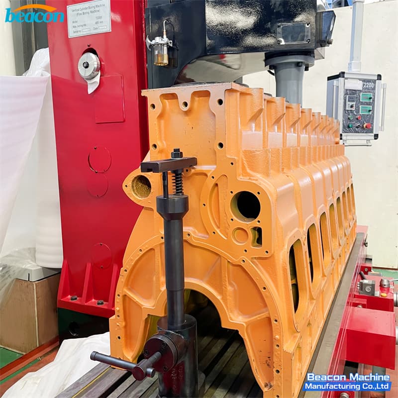 Close up of T2200 boring head for heavy duty marine engine liners
