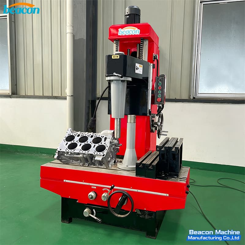 T8018B mechanical-feed vertical cylinder boring machine with engine block