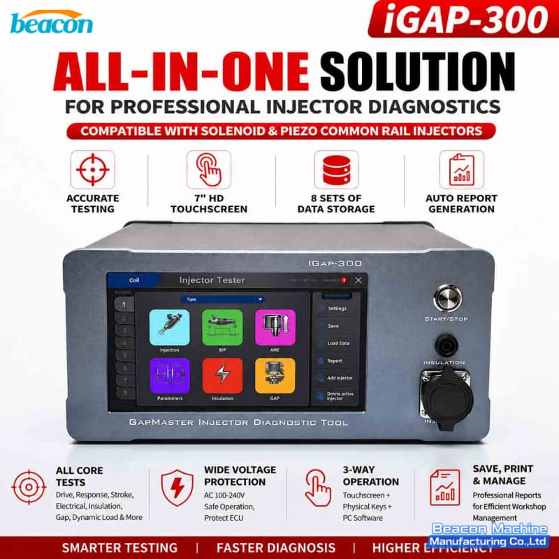 Official I-GAP300 diagnostic solution for professional injector diagnostics and reporting