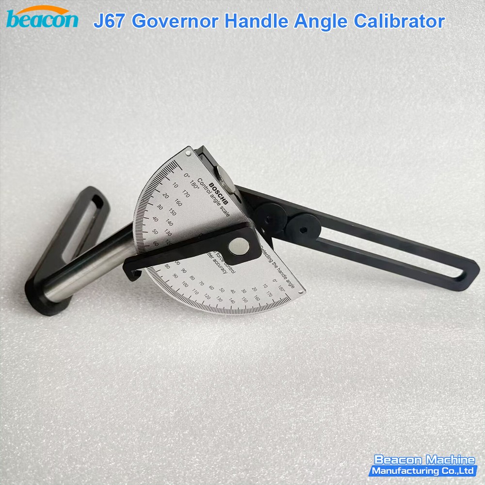 BEACON MACHINE J67 governor handle angle calibrator with 180-degree scale side view.