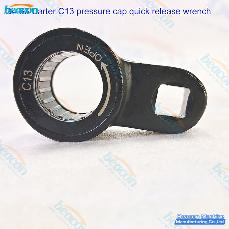 Top-down view of Caterpillar C13 injector cap tool showing precision internal serration