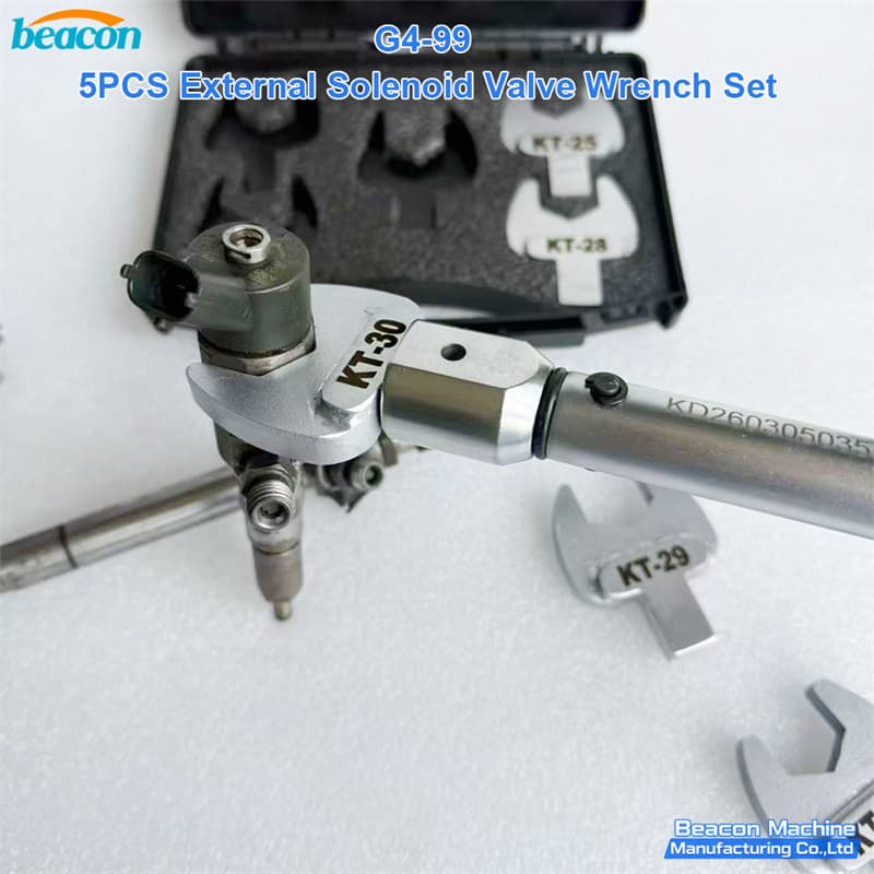BEACON MACHINE G4-99 5pcs external solenoid valve wrench set in professional storage case.