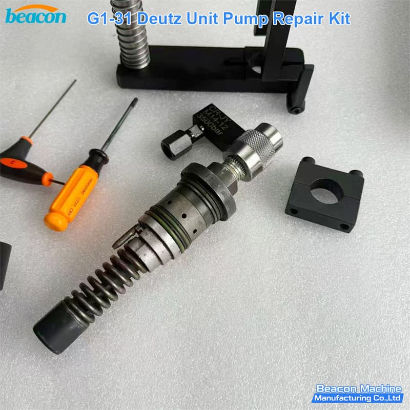 Unit pump internal component inspection using G1-31 rebuilding kit tools.