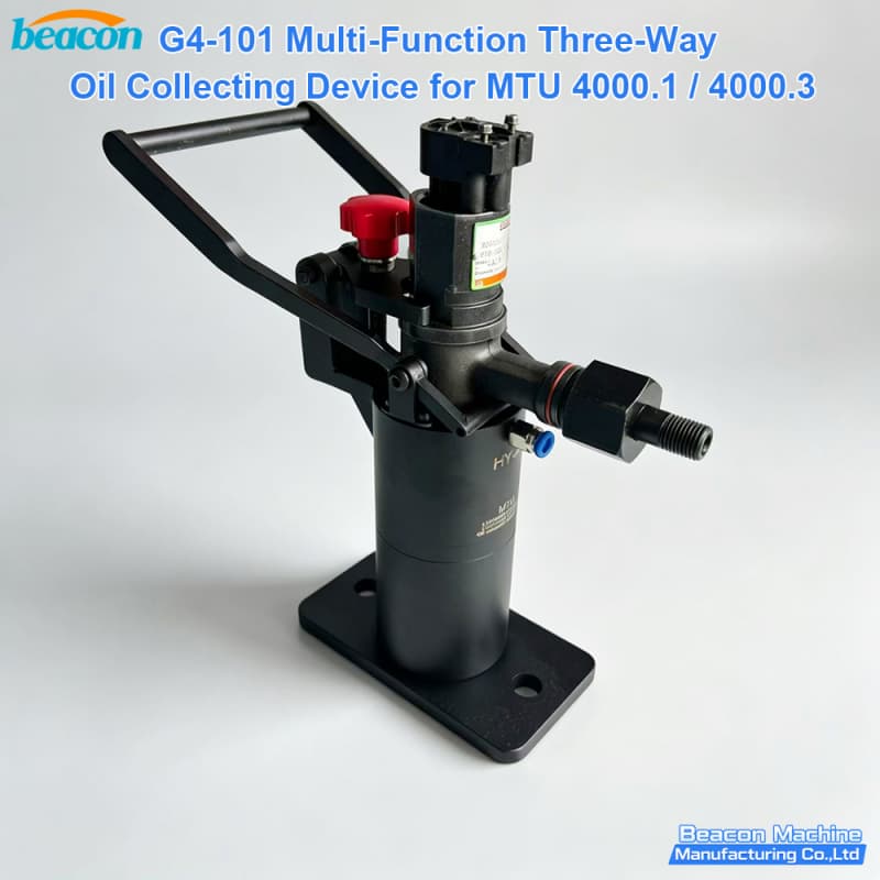 BEACON MACHINE G4-101 MTU 4000 injector oil collector with three-way valve system