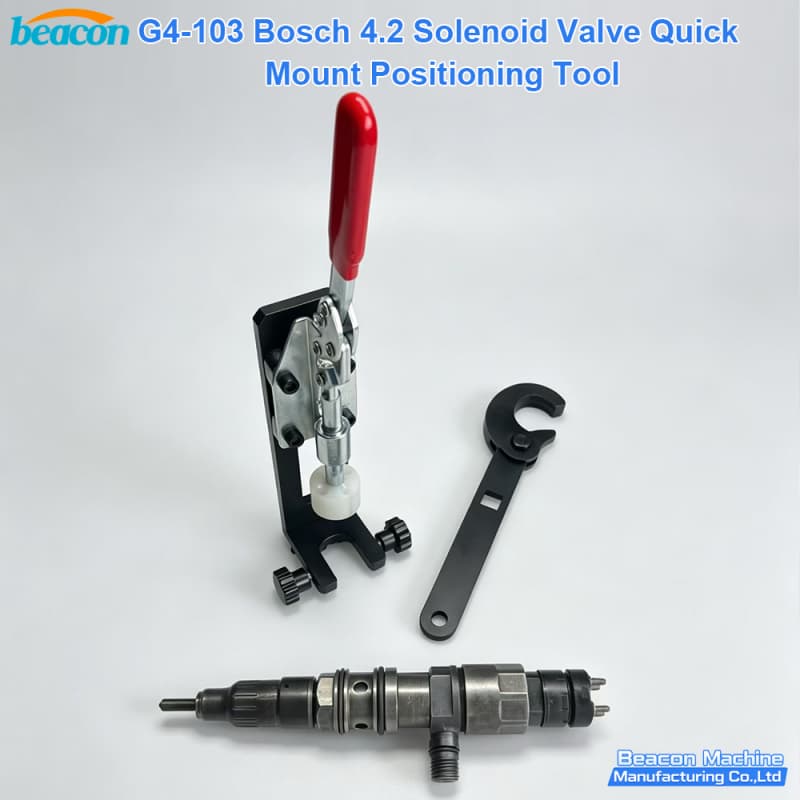 Components of the Bosch 4.2 solenoid valve repair tool set including the vertical positioning guide