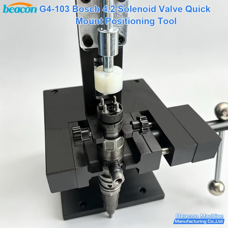 Vertical spring-loaded mechanism of BEACON MACHINE G4-103 for solenoid valve mounting