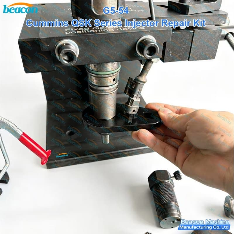 Top view of the G5-54 heavy-duty 3/4 inch drive reinforced wrench engaged with a Bosch Cummins injector nozzle collar